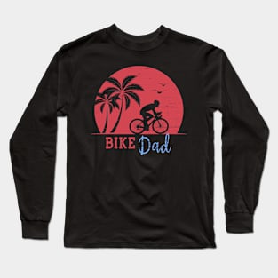 Vintage Bike Dad with Red Retro Sunset Long Sleeve T-Shirt